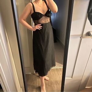 NWT WeWoreWhat Danielle Bernstein Lace Strap Black Midi Dress S